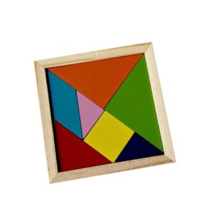 Thickened wooden tangram puzzle block assembly toy size 11.2×11.2×0.6cm, very popular among little children