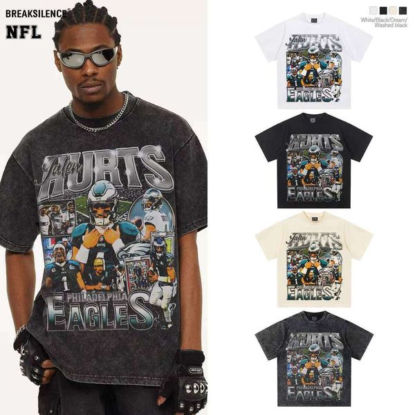 2025 Jay Chou Group Print Short Sleeve T-Shirt 100% Cotton 300g Casual Cross-Cultural American Football