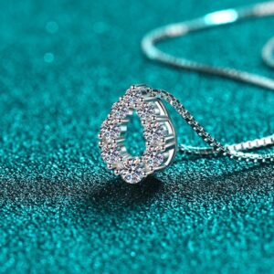 925 Sterling Silver Moissanite Teardrop Pendant Necklace for Women Full Diamond Sparkle Elegant Luxury Jewelry Perfect Gift for Special Occasions