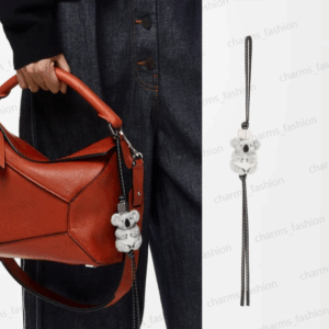 Designer bag charm Koala Elephant charm Keychain looped strap palladium Anagram dice Style Ring Keyring Hangings key chain women Lanyards Keychains 03