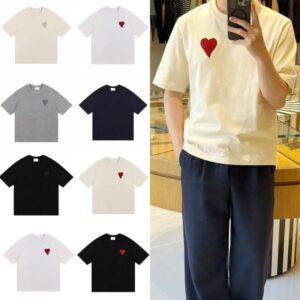 Men's T-Shirts Designer Valentine's Day limited short sleeved crochet knitted thick thread love T-shirt for men and women