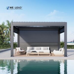 Customized Aluminum Powder Coated Outdoor Gazebo Louver Roof Garden Bioclamitic Pergola Design