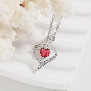 Luxury Forever Rose Necklace – Heart-Shaped Love Pendant for Valentine's Day Gift