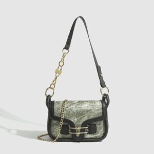 New Street Trend Green Simple and Fashionable Versatile Single Shoulder Bag with Stereoscopic Oblique Cross Commuting Western Style Small Square Bag for Women