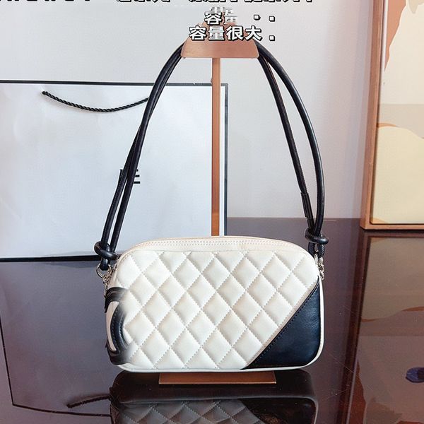 Vintage Bowling Bag Fashion Women Shoulder Bag 22cm Leather Diamond Check Silver Hardware Metal Zipper Luxury Handbag Underarm Bag Tote Bag Shopping Sacoche Wallte