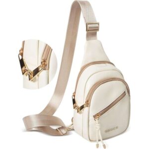 Crossbody Women RFlD Pocket Small Shoulder Bag with Anti Theft Zipper Clips, Adjustable Strap Perfect for Shopping and TravelWhite