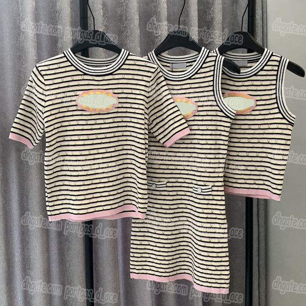Brand Women Knits Knitted t Shirt Vest Dress Designer Striped Short Sleeve Tees Summer Slim Fit Sports Tennis Tanks Tops