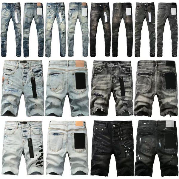 5A Mens designer Purples Men women Jean shorts high-end quality slim fit streetwear white trousers fashion pants hip hop black jeans