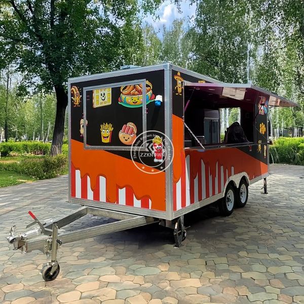 Mobile Food Trailer With CE DOT Stainless Steel Hot Dog Vending Van Outdoor Fast Food Truck for Sale Europe