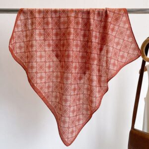 Japanese style red 70 cotton and linen small scarf –890642