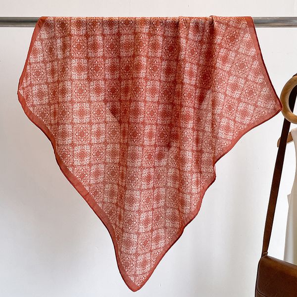 Japanese style red 70 cotton and linen small scarf --890642