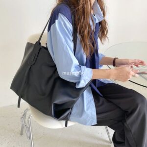 New Korean version PU leather waterproof soft surface bag minimalist tote bag casual large capacity single shoulder bag women's trend