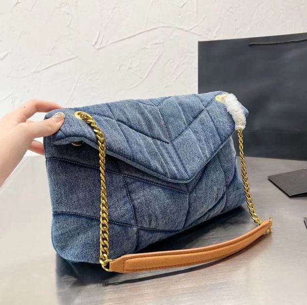 Luxury denim handbag Womens cross body shoulder bag Chain letter designer bag 5A top handbags Fashion lady purse