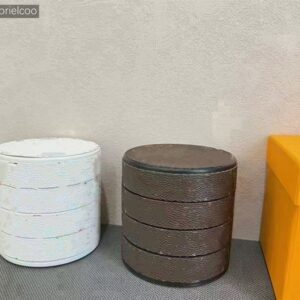 Designer Brown Jewelry Necklace Ring Hair Rope with Mirror 4-layer Storage Gift Box