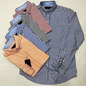 British Style Men Shirt Long Sleeve Stripe Pattern Fashion Casual Fit Spring Autumn Business Gentlemen Shirt High Quality Designer Shirt for Work Office