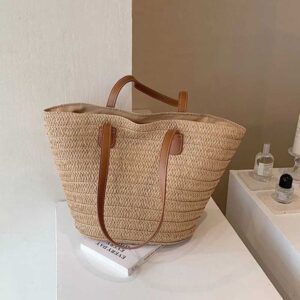 Womens Large Capacity Shoulder Bag Summer Str Woven Basket Handbag Fashion Female Luxury Designer Beach Bag Bali Shopper Tote Y250605