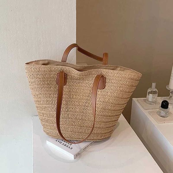 Womens Large Capacity Shoulder Bag Summer Str Woven Basket Handbag Fashion Female Luxury Designer Beach Bag Bali Shopper Tote Y250605