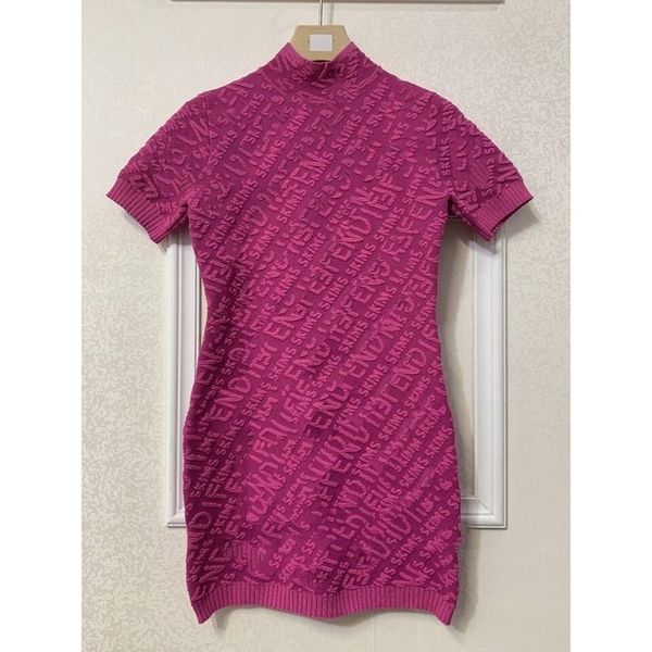 Womens Dress Full Letters relief Knitted Short Sleeve Dresses For Women Designer Short Skirts Charm Ladies Slim Sexy Dress hip rawp skirt