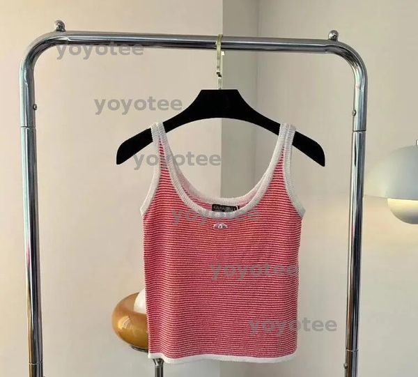 2025 Womens Vintage Tanks Retro Stripe Vest Knitted Sleeveless Camis Stripes Knitted Sweater Tank Top For Women BFD2505063