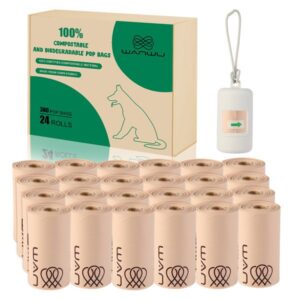 Compostable Poop Bags for Dogs – Corn Starch Base, Leak-Proof, Durable Doormat Design with Brown Trim, 360 Counts