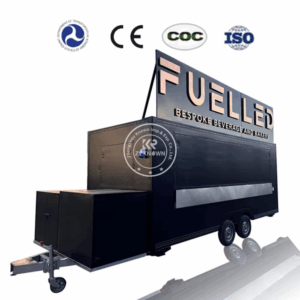 Customized Mobile Food Truck Square Catering Truck Mobile Kitchen Fully Equipped Street Restaurant Hot Dog Cart Coffee Kiosk Food Trailer for Snack