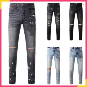 for high quality fashion mens jeans cool style designer pant distressed ripped biker black blue jean slim fit motorcycle us size 28 40