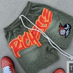 Letter Print Street Fashion Rhinestone Loose Casual Sports Mens Shorts 241230