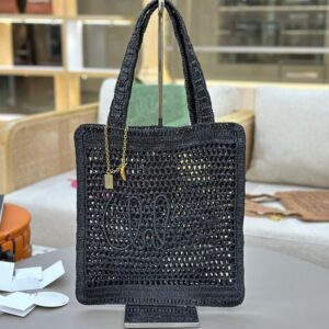 9A women Beach Tote Bag Straw Bag Shopping Designer Bag Fashion Woven Summer Black Apricot Outdoor Travel Large Capacity Tote Bag Spring and Summer banana ornament