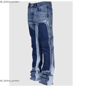 Galeryly Jeans Dept Men's Jeans Men's Denim Work Pants Fashion Stretch Patch Denim Stacked Flare Pants 77e