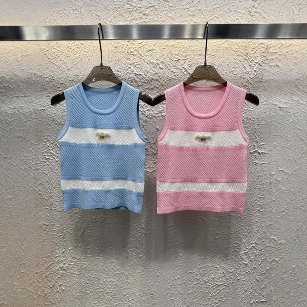 Women's Tanks & Camis Designer New striped color blocked knitted vest fashionable and versatile