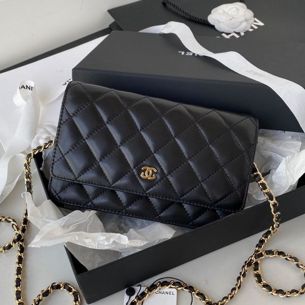 Designer bag handbag shoulder bag high-quality woc bag caviar style lychee leather chain chain shoulder strap gold buckle diamond grid flip diagonal cross bag