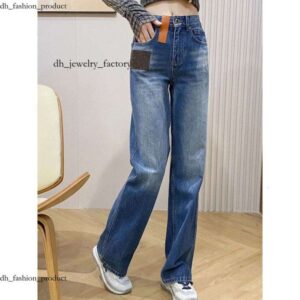 Vuittons High Waist Vintage Floral Jeans for Women Classic Blue Label Commuter Slim Fit Versatile Straight Long Pants 2025 Spring New Style Vittion ff3