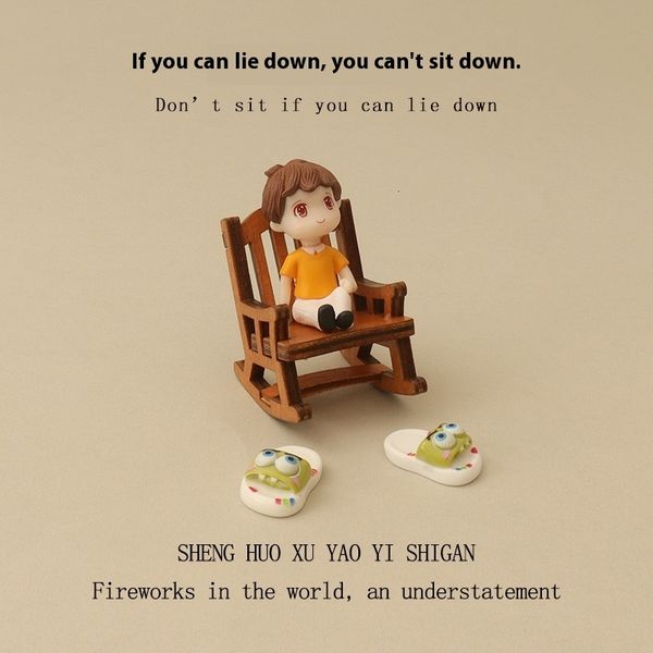 Cartoon creative mini rocking chair slippers for little boys, micro landscape decoration accessories for children's homes, home desktop ornaments