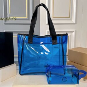 Jelly Shopping Bag Designer Ladies Shoulder Bag Solid Color Classic Print Transparent Luxury Handbag Alphabet Print Strap Underarm Bag Two-Piece Toiletry Bag 36cm