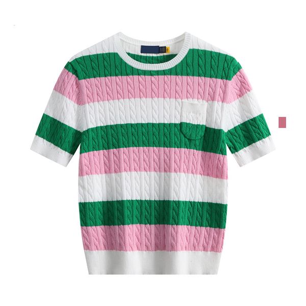 Womens Fashion Knit T Shirt Slim Fit Designer Top Short Sleeve Daily Wear High Quality Knitwear Small Horse Comfortable Tee Asian Size Style