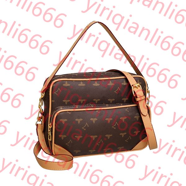 New Designer Men's Leather Black Flower Messenger Crossbody Shopping Plain Shoulder Bag Handbag Women's purse Purse Tote bag