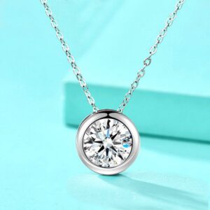 Chic & Sophisticated Unisex 925 Sterling Silver Chain Link Necklace Featuring a Sparkling Bubble-Zirconium Drop