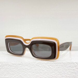 Luxury Mens Womens designer multi layer rectangular sunglasses LW40139 Rainbow frame sunglasses UV400 with gold logo design on the protective mirror legs