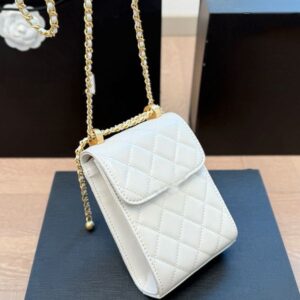 Mobile Phone Bag Cosmetic Bag Fashion Women Shoulder Bag Genuine Leather Flip Cover Gold Hardware Metal Buckle Matelasse Chain Handbag Crossbody Bag Wallte 17x11cm