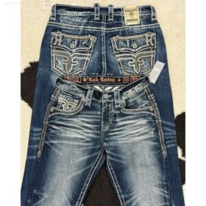 Y2K Mens Leaf Booties American Retro Embroidery Loose Jeans High Waist Wide Leg Washed Street Casual Pants