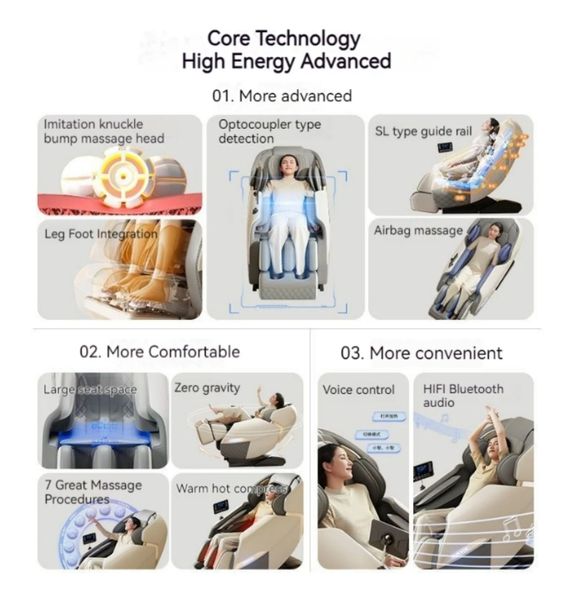 2025 Massage Chair Full Body Recliner Zero Gravity with Heat and Shiatsu Foot Massage Office Chair LCD Touch Screen Display Bluetooth