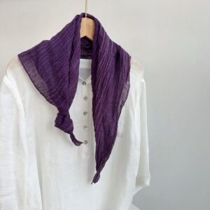 Spring and autumn vintage dyed distressed linen pleated small square scarf –850384