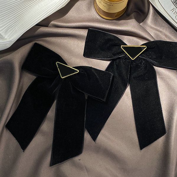 Brand Letter Designer Hair Clips Barrettes Fashion Black Bow Velvet Hair Clip Headdress Princess Hairwear Lovers Family Gifts