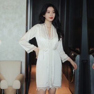Elegant Ladies' Lounge Wear – Stylish Mesh Material Pajama Suit