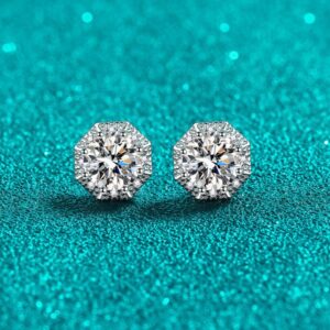 S925 Silver Geometric Moissanite Earrings for Women, Simple & Fashionable Daily Wear Studs, Versatile & Stylish Ear Jewelry for Commuting