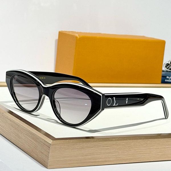 Z2686U Designer Women Line Cat Eye Sunglasses Black and White Acetate Cat Eye Frame Full black lenses Fashion Classic Womens Sunglasses Outdoor Lady Beach Glasses