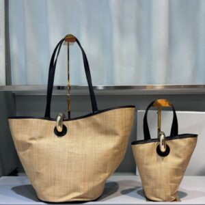 7A quality women Real leather Le Petit Bamboo autumn and winter gold buckle handbag asymmetrical vegetable basket shaped designer simple bucket Maffei grass linen