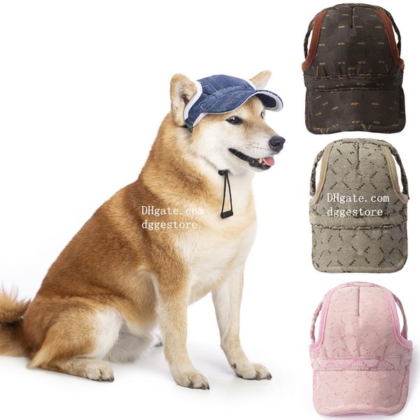 Designer Dog Baseball Cap Hats Big Ear Holes, Summer Beach Visor Small Large Dogs, Comfortable Pet Sun Hat with Adjustable Strap for Dogs Y289