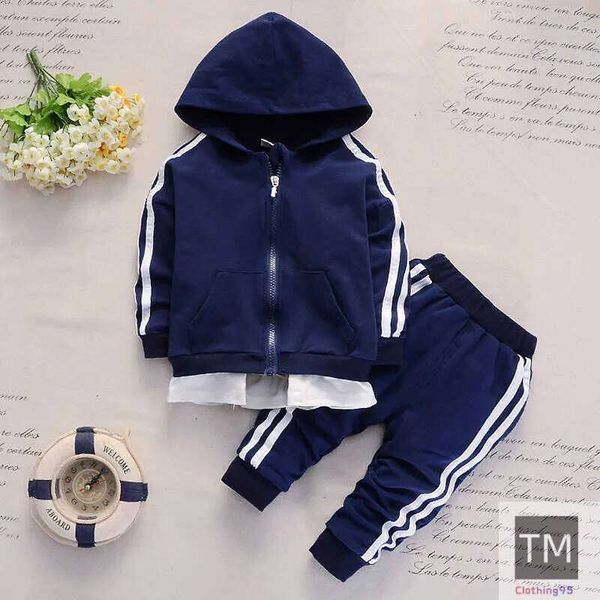 Spring Baby Casual Tracksuit Children Boy Girl Cotton Zipper Jacket Pants 2Pcs/Sets Kids Leisure Sport Suit Infant Clothing 210908