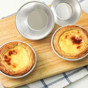 10Pcs Reusable Aluminum Alloy Egg Tart Mold Baking Accessories Cookie Pudding Mould Mooncake Mold Baking Tools